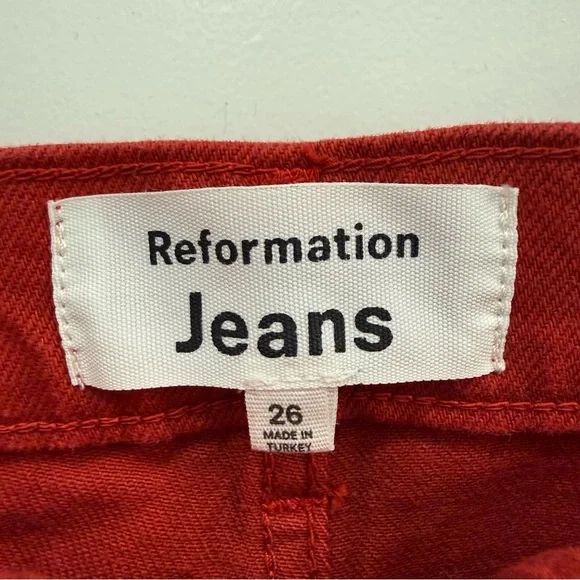 Reformation Jeans Daria Ultra High Rise Denim Maxi Skirt in lipstick Red size 26 - Picture 4 of 10